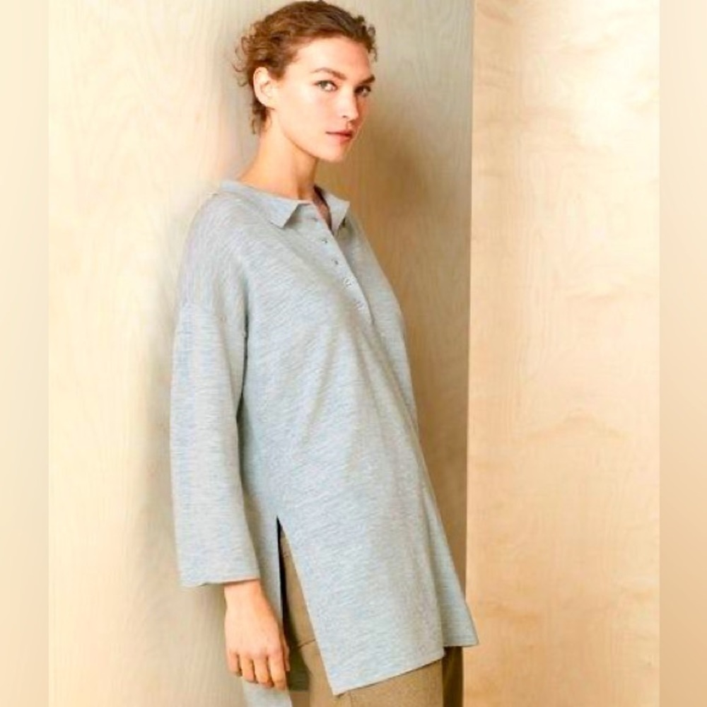 Poetry Merino Wool Tunic Sweater NWOT Timeless Quiet‎ Luxury Minimalist Aqua